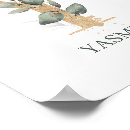 Y Monogram Floral Aangepast Poster (Hoek)