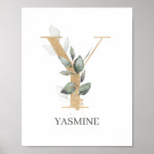Y Monogram Floral Aangepast Poster (Voorkant)