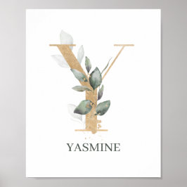 Y Monogram Floral Aangepast Poster