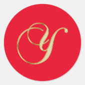 Y monogram goud ronde sticker (Voorkant)