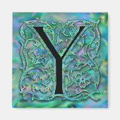 Y Monogram "Green Garden Besque" vierkante magneet (Voorkant)