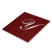 Y Monogram Initiaal Wit op Donkerrood Tegeltje (Zijkant)