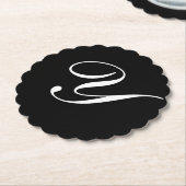 Y Monogram Initiaal Wit op Zwart Kartonnen Onderzetters (Gekanteld)