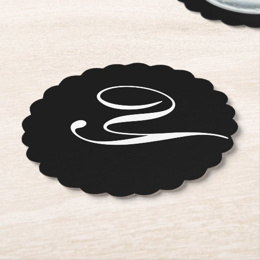 Y Monogram Initiaal Wit op Zwart Kartonnen Onderzetters (Gekanteld)
