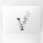 'Y' Monogram mooi geborsteld Floral Wedding Drieluik Uitnodiging (Binnenzijde eerst)