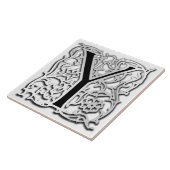 Y Monogram "Silver Besque" keramische Tegel Tegeltje (Zijkant)