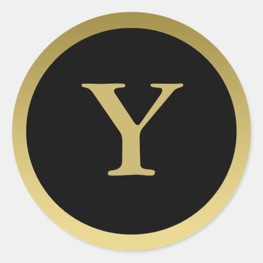 Y :: Monogram Y Elegant Goud en Zwarte Sticker (Voorkant)
