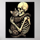 Y Skeleton Hugging Cat Halloween Lovers Human Pro Poster (Voorkant)