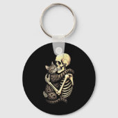 Y Skeleton Hugging Cat Halloween Lovers Human Pro  Sleutelhanger (Voorkant)