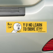 Y U Leer niet om Bumpersticker te besturen (Op auto)