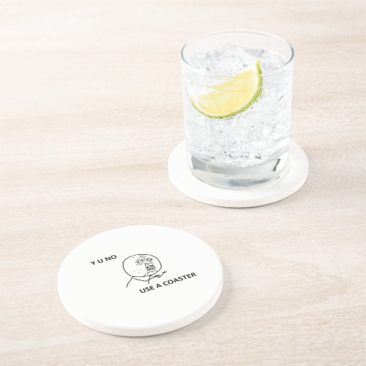 Y U NO-man op een onderzetter (Zijkant)