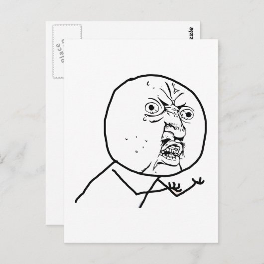 Y U NO (origineel) - verticaal Briefkaart (Voorkant / Achterkant)