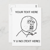 Y U NO - Verticaal Briefkaart (Voorkant / Achterkant)