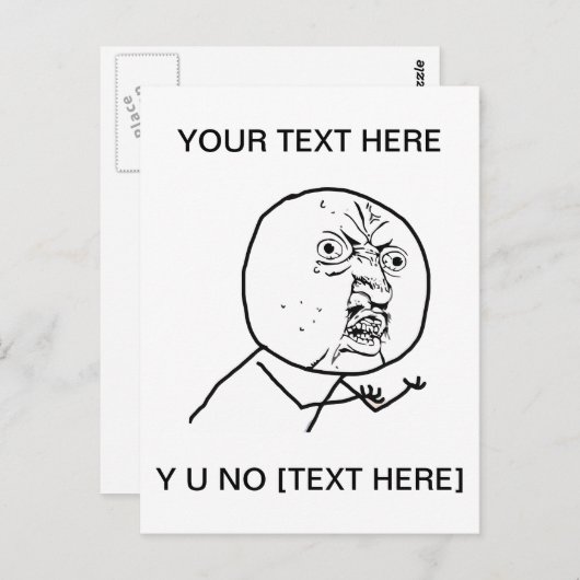 Y U NO - Verticaal Briefkaart (Voorkant / Achterkant)