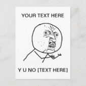 Y U NO - Verticaal Briefkaart (Voorkant)