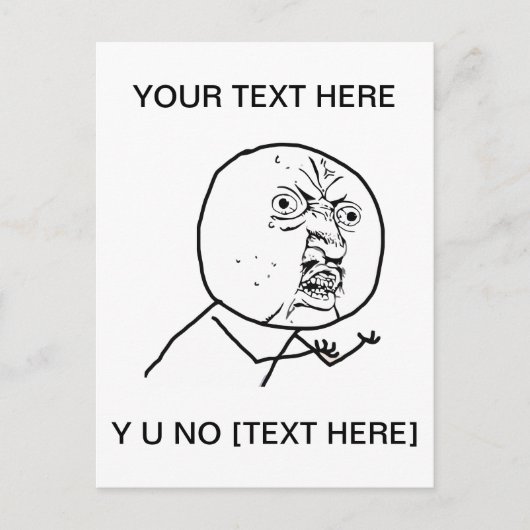 Y U NO - Verticaal Briefkaart (Voorkant)