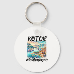 Y Van Kotor Montenegro Cruiseschip Aquarel Sceni Sleutelhanger