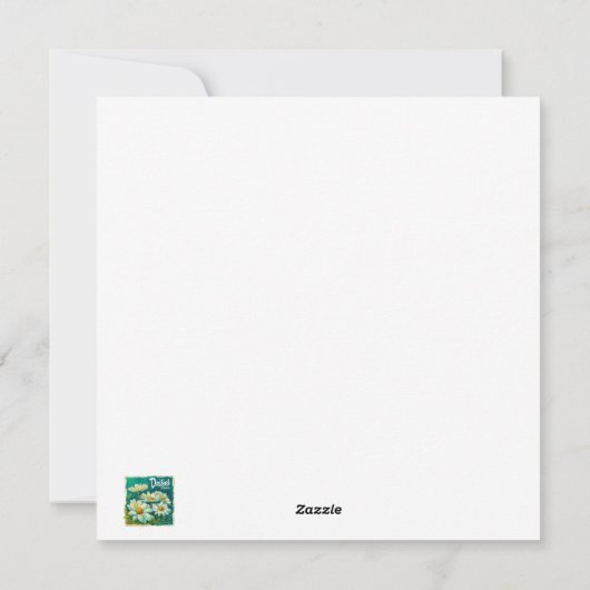 "Y" Verdigris Groen: Bloom & Monogram Feestdagenkaart (Achterkant)