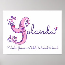 Y voor Yolanda initiaal doedle art name betekenend Poster