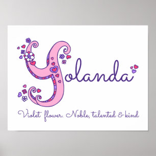 Y voor Yolanda initiaal doedle art name betekenend Poster