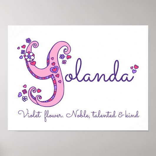 Y voor Yolanda initiaal doedle art name betekenend Poster (Voorkant)