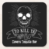 Ya Funny Tequila Drinker Grunge Skull Kartonnen Onderzetters (Voorkant)