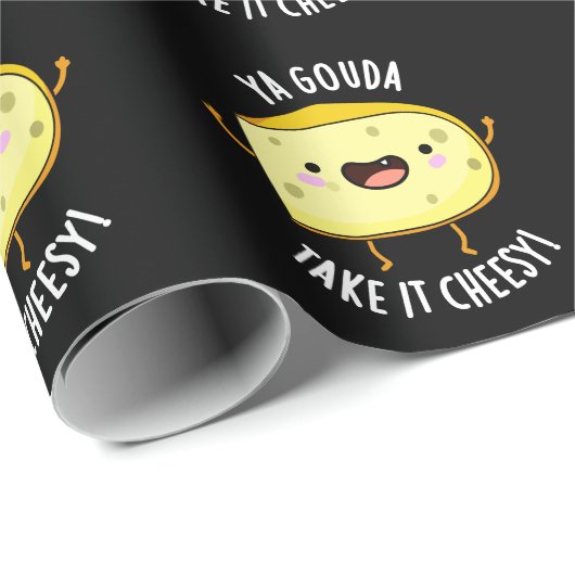 Ya Gouda Take It Cheesy Funny Cheese Pun Dark BG Cadeaupapier (Rol Hoek)