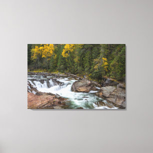 Yaak-waterval in de herfst in het Kootenai Nationa Canvas Afdruk