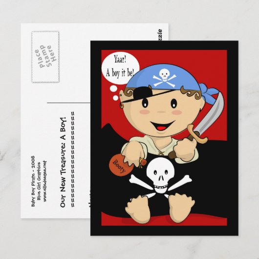 Yaar! Een jongen! Briefkaart (Voorkant / Achterkant)