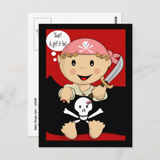 Yaarr! Een meisje. Briefkaart (Voorkant / Achterkant)