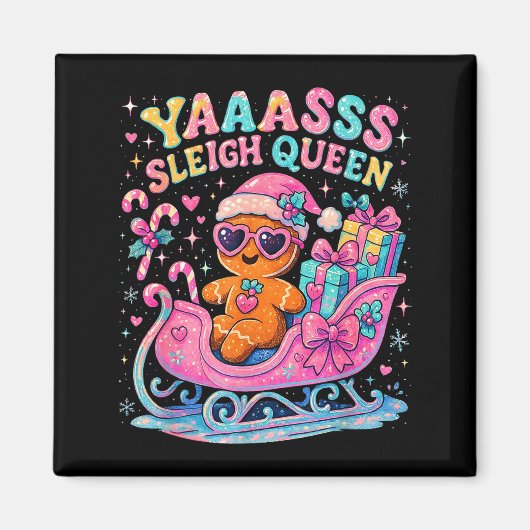 Yaas Sleigh Queen Cute Gingerbread Christmas Tee  Magneet (Voorkant)