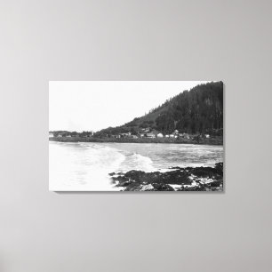 Yachats, oregon Town Uitzicht en Ocean Photography Canvas Afdruk