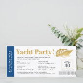 Yacht Boat Cruise Birthday Ticket Invitation (Staand voorkant)