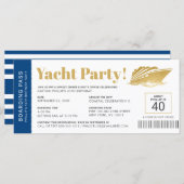 Yacht Boat Cruise Birthday Ticket Invitation (Voorkant / Achterkant)