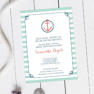 Yacht Club Bridal Shower Invitation, Anchor Kaart