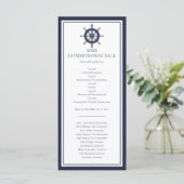 Yacht Club Menu Nautical Navy Blue Programma (Staand voorkant)