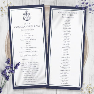 Yacht Club Nautical Navy Blue Menu Programma