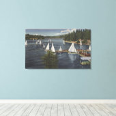 Yacht Club, Sailboot Race Canvas Afdruk (Insitu (Houten vloer))