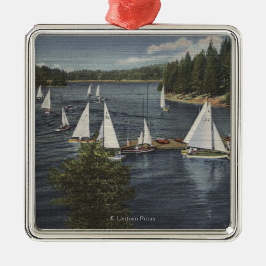Yacht Club, Sailboot Race Metalen Ornament (Voorkant)