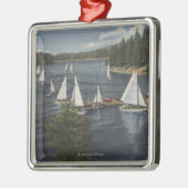 Yacht Club, Sailboot Race Metalen Ornament (Links)