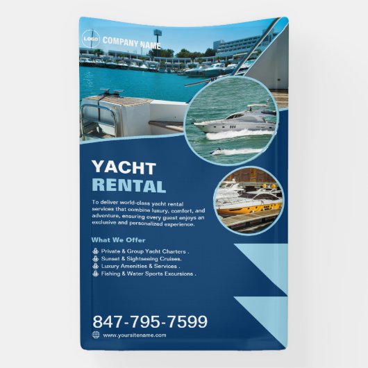 Yacht Rental Custom bewerkbaar Spandoek (Verticaal)