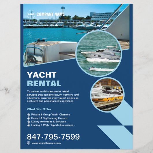 Yacht Rental Custom Editable Flyer (Voorkant)