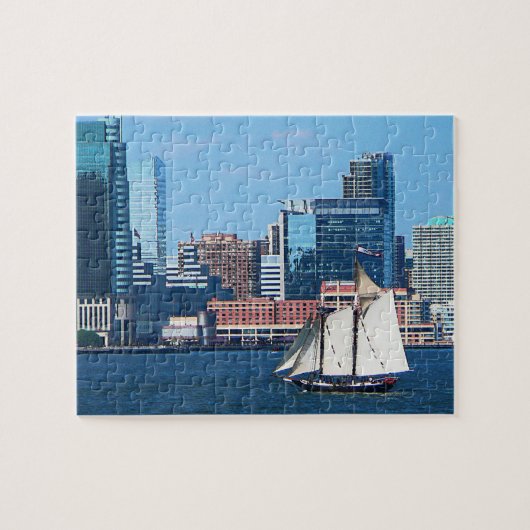 Yacht Tegen Manhattan Skyline Legpuzzel (Horizontaal)