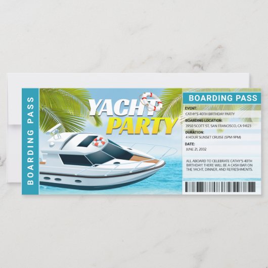 Yachting Boat Cruise Birthday Party Uitnodiging (Voorkant)