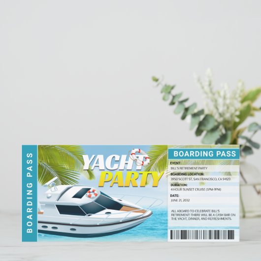 Yachting Boat Cruise Retirement Party Uitnodiging (Staand voorkant)