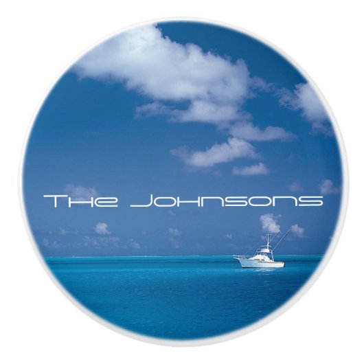 Yachting in het blauw keramische knop (Voorkant)