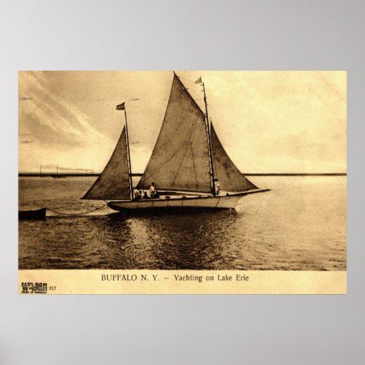 Yachting op het meer van Erie, Buffalo NY 1909 Poster (Voorkant)
