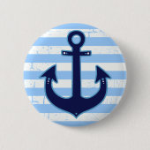 yachting striped navy anchor ronde button 5,7 cm (Voorkant)