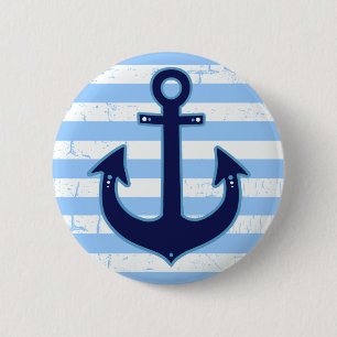 yachting striped navy anchor ronde button 5,7 cm
