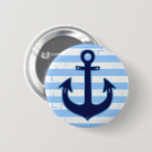 yachting striped navy anchor ronde button 5,7 cm (Voorkant /achterkant)